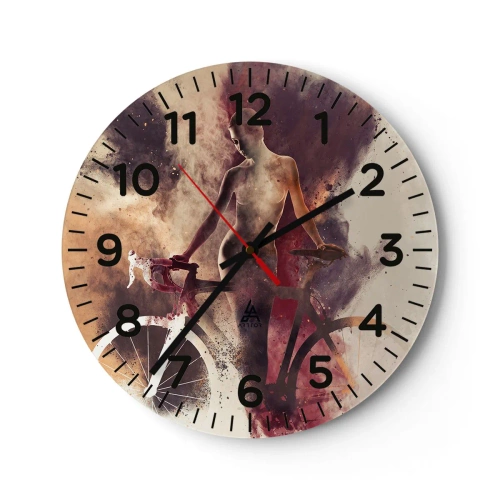 Orologio da parete - Orologio in Vetro - Nelle forme di marmo un'anima da ciclista - 30x30 cm