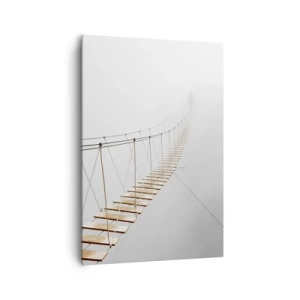 Quadro su tela - Stampe su Tela - Un ponte sospeso nella nebbia da una prospettiva minimalista - 70x100cm - Dove ti porta? - Decorazione murale moderna per soggiorno e camera da letto ARTTOR