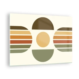 Quadro su vetro - Design geometrico astratto con toni terrosi e forme audaci - 70x50cm - Nei colori della terra - Decorazione murale moderna per soggiorno e camera da letto ARTTOR