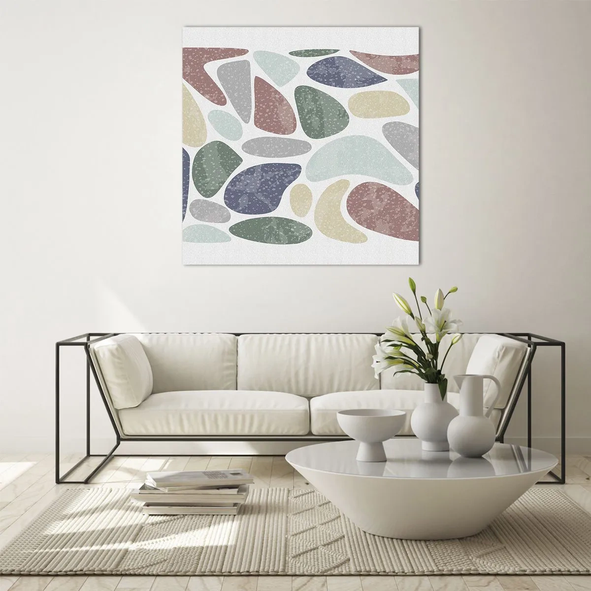 Quadro su vetro - Mosaico di colori incipriati - 30x30 cm