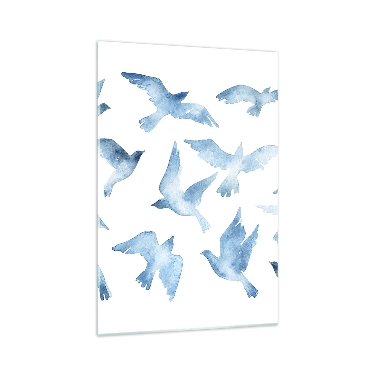 Quadro su vetro - Un delicato acquerello raffigurante uccelli in volo - 70x100cm - Uccelli del cielo - Decorazione murale moderna per soggiorno e camera da letto ARTTOR