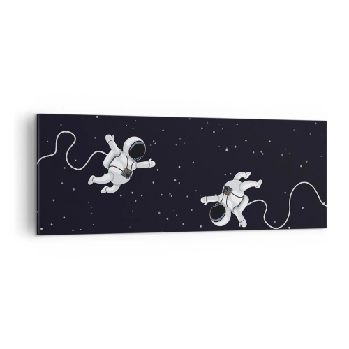 Quadro su tela - Stampe su Tela - Astronauti che fluttuano nello spazio con uno sfondo di stelle - 140x50cm - Danza cosmica - Decorazione murale moderna per soggiorno e camera da letto ARTTOR
