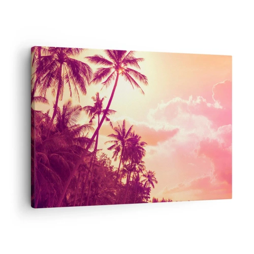 Quadro su tela - Stampe su Tela - Palme illuminate dal sole al tramonto in un cielo tropicale - 70x50cm - Devi scegliere - Decorazione murale moderna per soggiorno e camera da letto ARTTOR