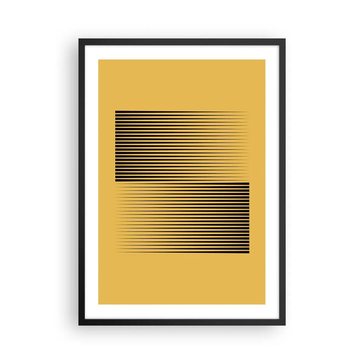 Poster in cornice nera - Una composizione minimalista di linee su uno sfondo color senape. - 50x70cm - La quadratura degli opposti - Decorazione murale moderna per soggiorno e camera da letto ARTTOR