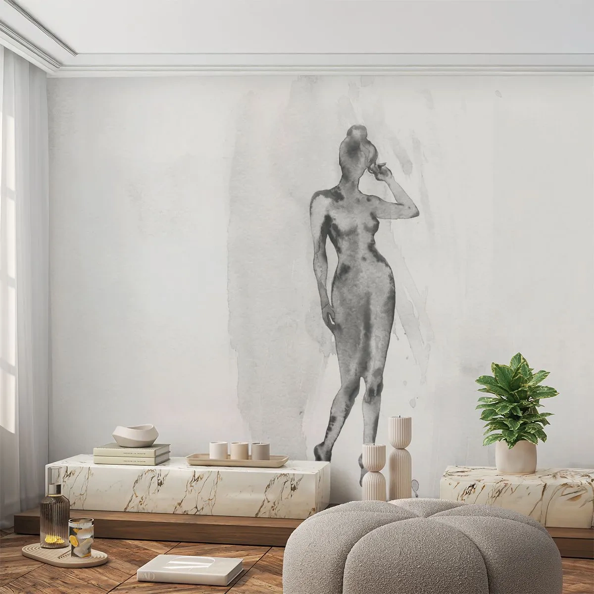 Fotomurali Premium Sand - Studio di ideale di bellezza - Donna, Corpo femminile, Grafica - 350x256 cm