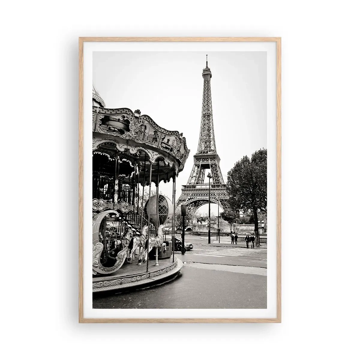 Poster in cornice rovere chiaro - Se divertimento, solo a Parigi - 70x100 cm