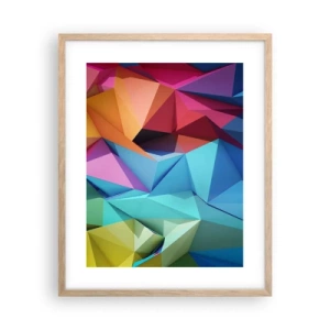 Poster in cornice rovere chiaro - Origami arcobaleno - 40x50 cm