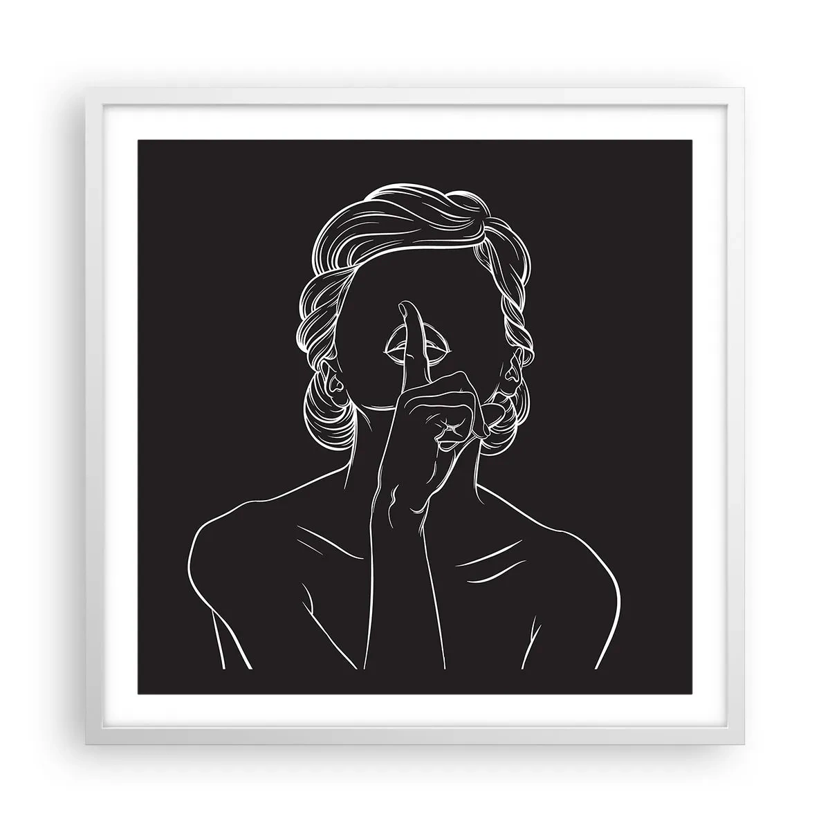 Poster in cornice bianca - Il bello emerge nel silenzio - 60x60 cm