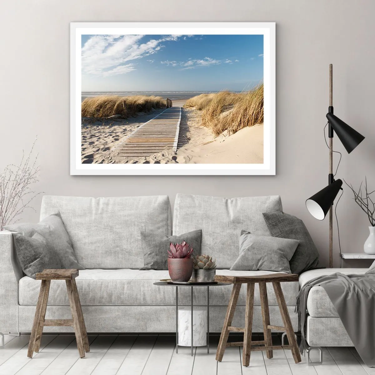 Poster in cornice bianca - Dopo la duna, nel fruscio dell'erba - 50x40 cm