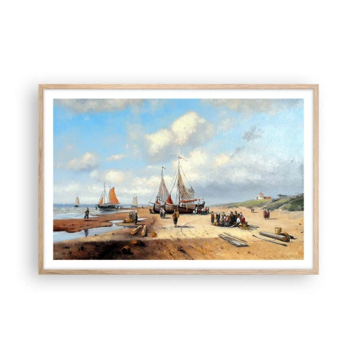 Poster in cornice rovere chiaro - Dopo una buona pesca - 91x61 cm