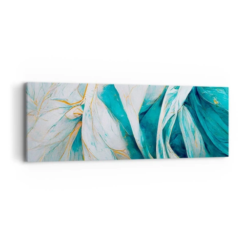 Quadro su tela - Stampe su Tela - Astrazione blu con motivi d'oro - 90x30 cm