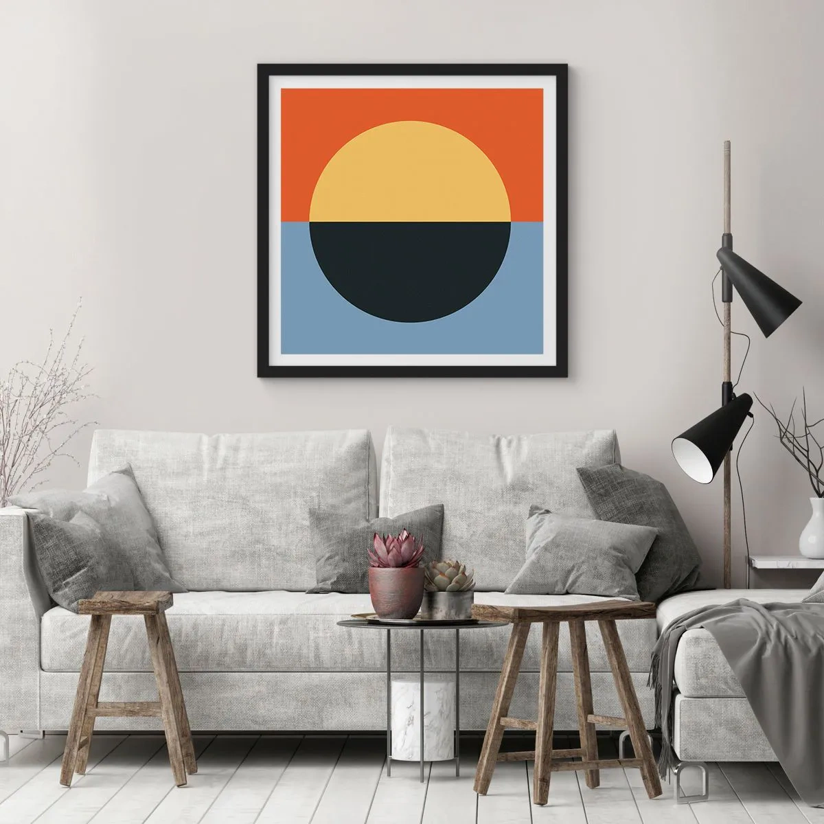 Poster in cornice nera - Composizione di caldo e freddo - 30x30 cm