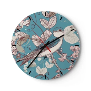 Orologio da parete - Orologio in Vetro - Sul pioppo riflessi e cinguettii - 40x40 cm
