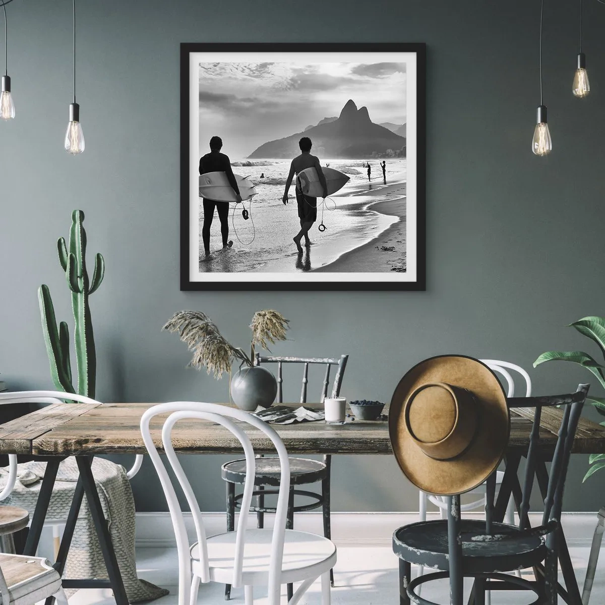 Poster in cornice nera - Samba su un'unica onda - 30x30 cm