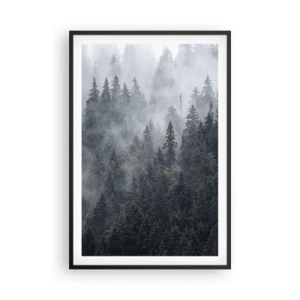 Poster in cornice nera - Alba nel bosco - 61x91 cm