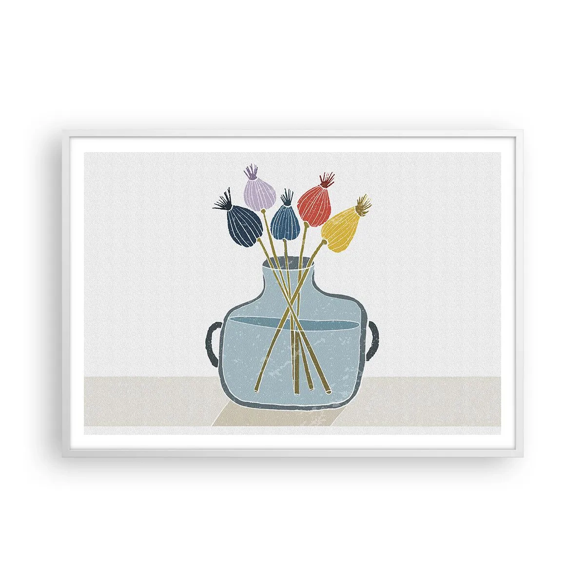 Poster in cornice bianca - Il silenzio dei papaveri - 100x70 cm