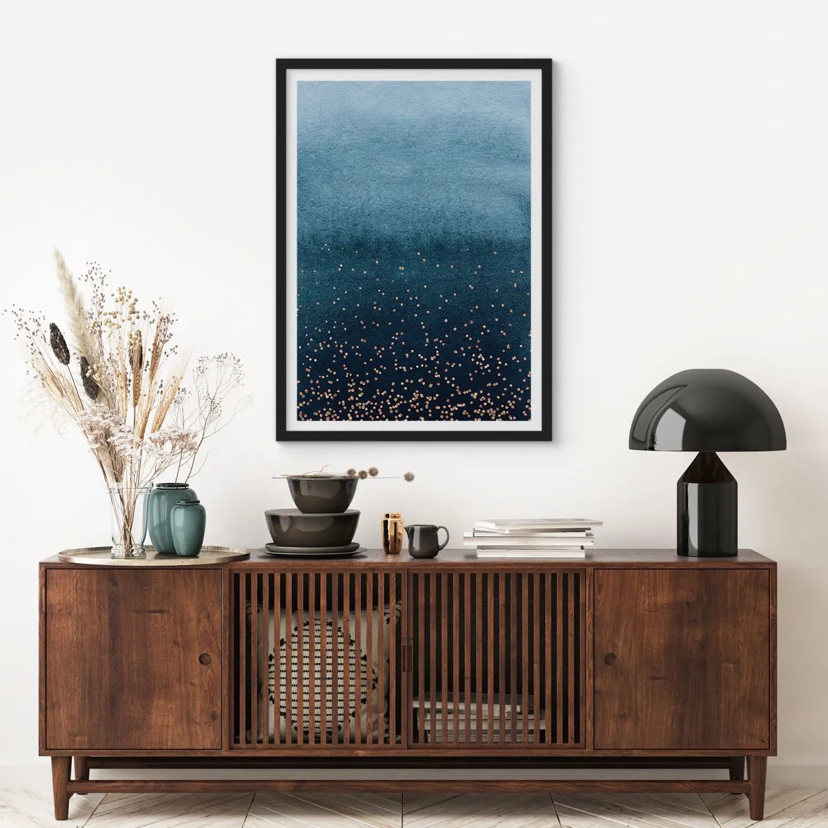 Poster in cornice nera - Composizione: fasi blu - 40x50 cm