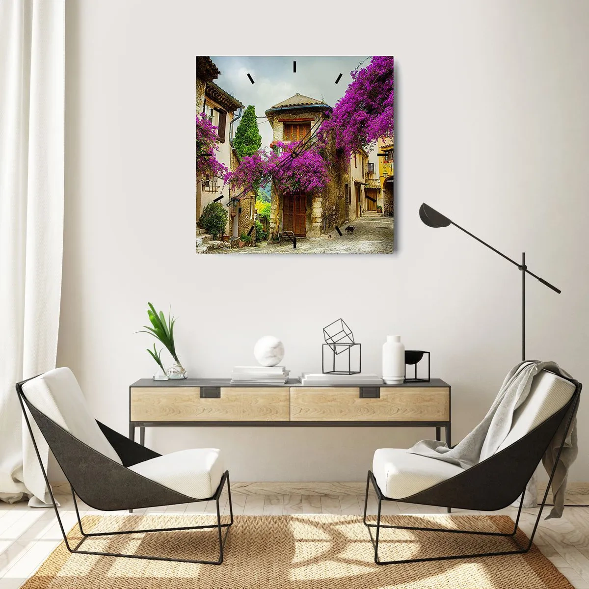 Orologio da parete - Orologio in Vetro - Sotto un baldacchino di fiori - 30x30 cm