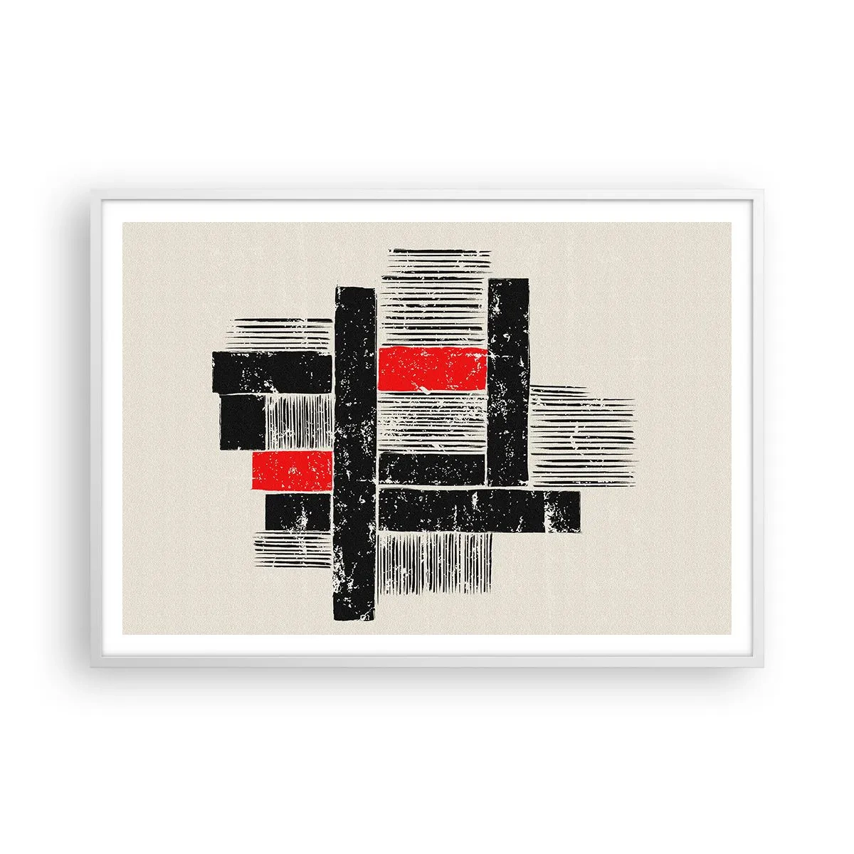 Poster in cornice bianca - Rosso e nero - 100x70 cm
