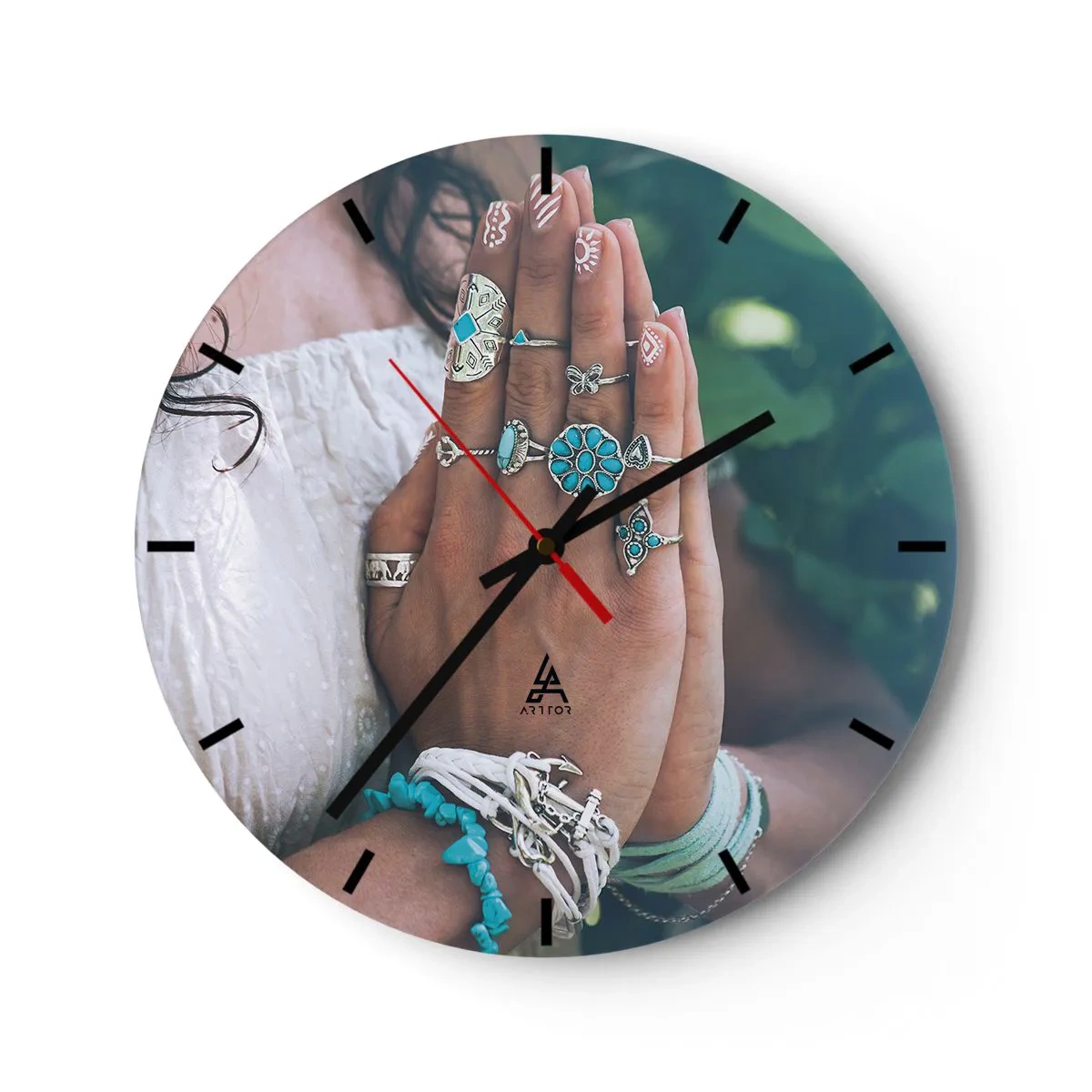 Orologio da parete - Orologio in Vetro - Benvenuto al centro dell'essere - 40x40 cm