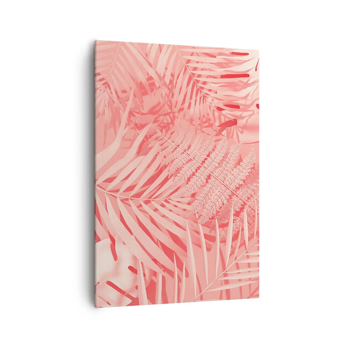 Quadro su tela - Stampe su Tela - Foglie tropicali rosa in uno stile delicato e minimalista - 70x100cm - Concetto rosa - Decorazione murale moderna per soggiorno e camera da letto ARTTOR