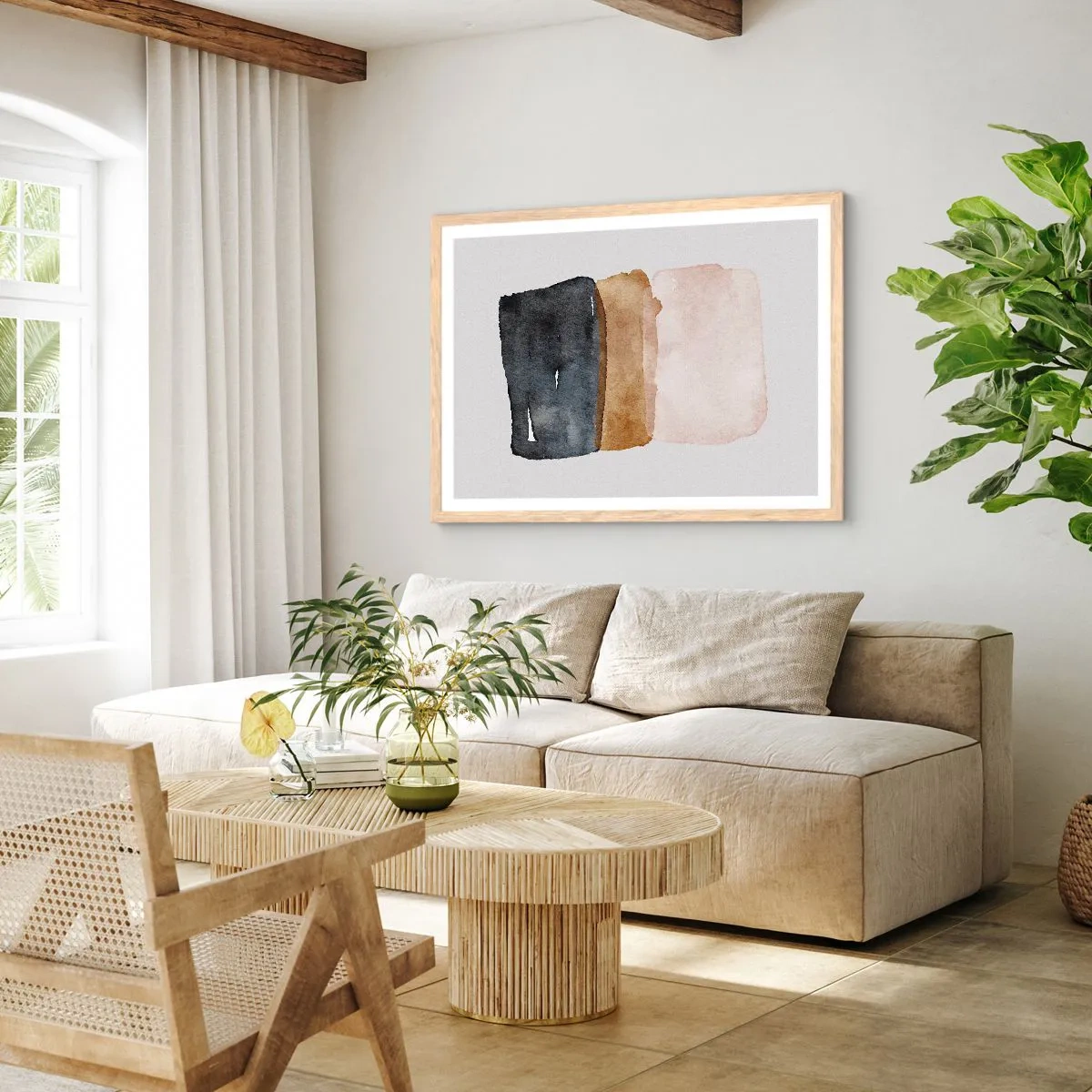 Poster in cornice rovere chiaro - Composizione di colori della terra - 70x50 cm