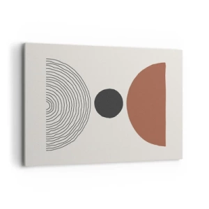 Quadro su tela - Stampe su Tela - Figure geometriche astratte in colori caldi - 100x70cm - Al centro dell'attenzione - Decorazione murale moderna per soggiorno e camera da letto ARTTOR