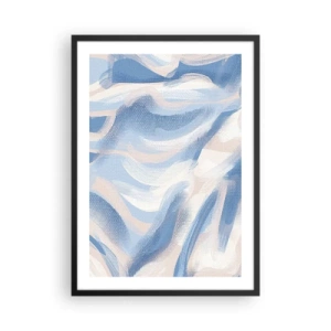 Poster in cornice nera - Onda astratta nei toni del blu e del beige - 50x70cm - Ondulazioni azzurre - Decorazione murale moderna per soggiorno e camera da letto ARTTOR