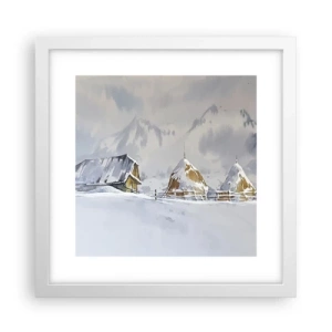 Poster in cornice bianca - Nella valle innevata - 30x30 cm