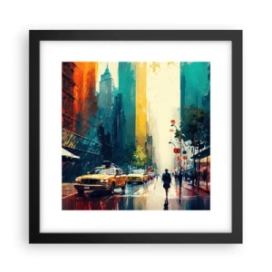 Poster in cornice nera - New York: qui anche la pioggia è colorata - 30x30 cm