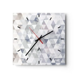 Orologio da parete - Orologio in Vetro - Motivo geometrico a triangolo in tonalità pastello - 30x30cm - Al ritmo di tre - Decorazione murale moderna per soggiorno e camera da letto ARTTOR