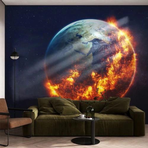 Fotomurali Autoadesivo Deluxe Sticker - Le fiamme dell'apocalisse - Cosmo, Pianeta Terra, Fiamme di fuoco - 350x256 cm