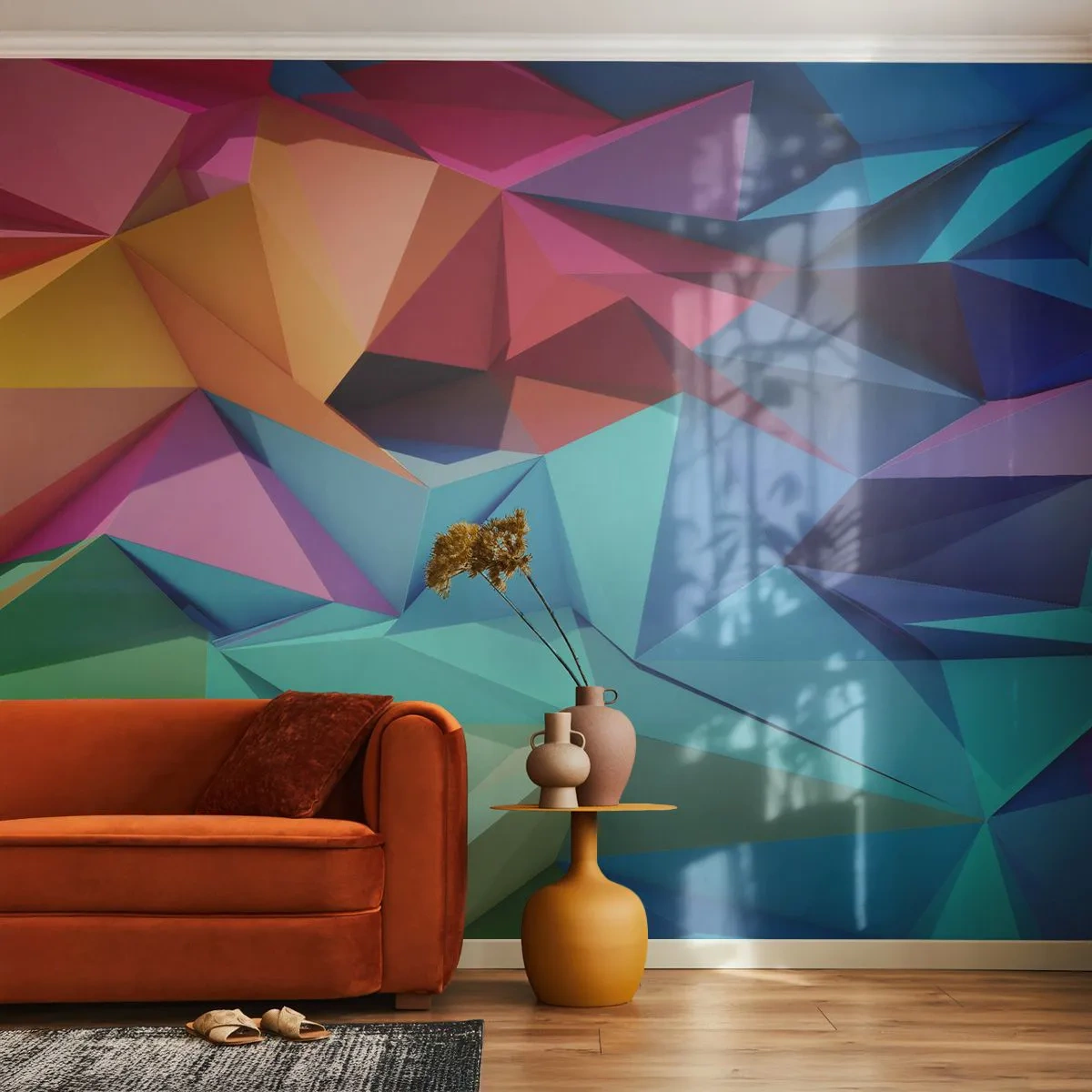 Fotomurali Autoadesivo Deluxe Sticker - Origami arcobaleno - Astrazione, 3D, Grafica - 100x70 cm