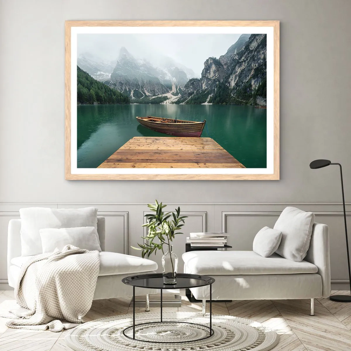 Poster in cornice rovere chiaro - E attorno le fiere rocce - 70x50 cm