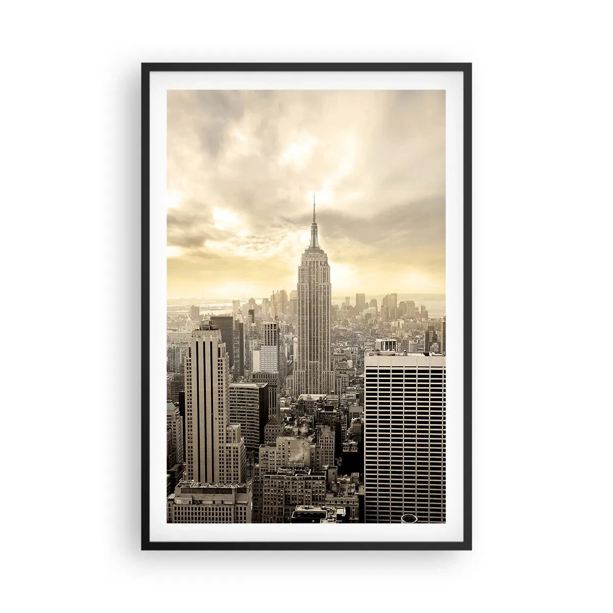 Poster in cornice nera - New York in grigio - 61x91 cm