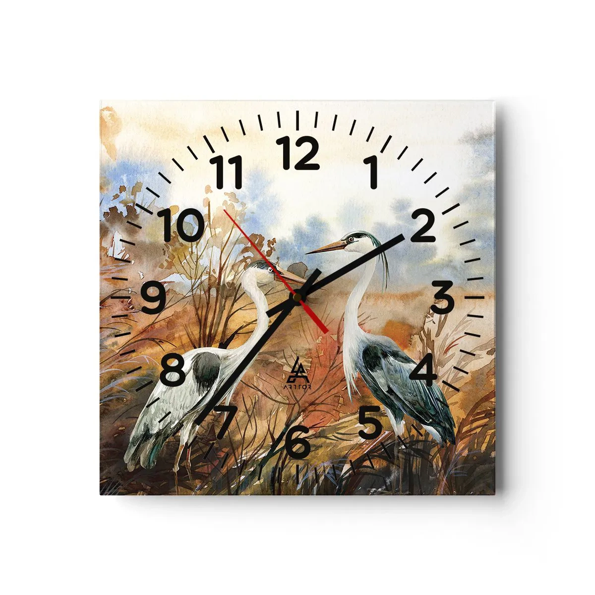 Orologio da parete - Orologio in Vetro - Dove in autunno? - 30x30 cm