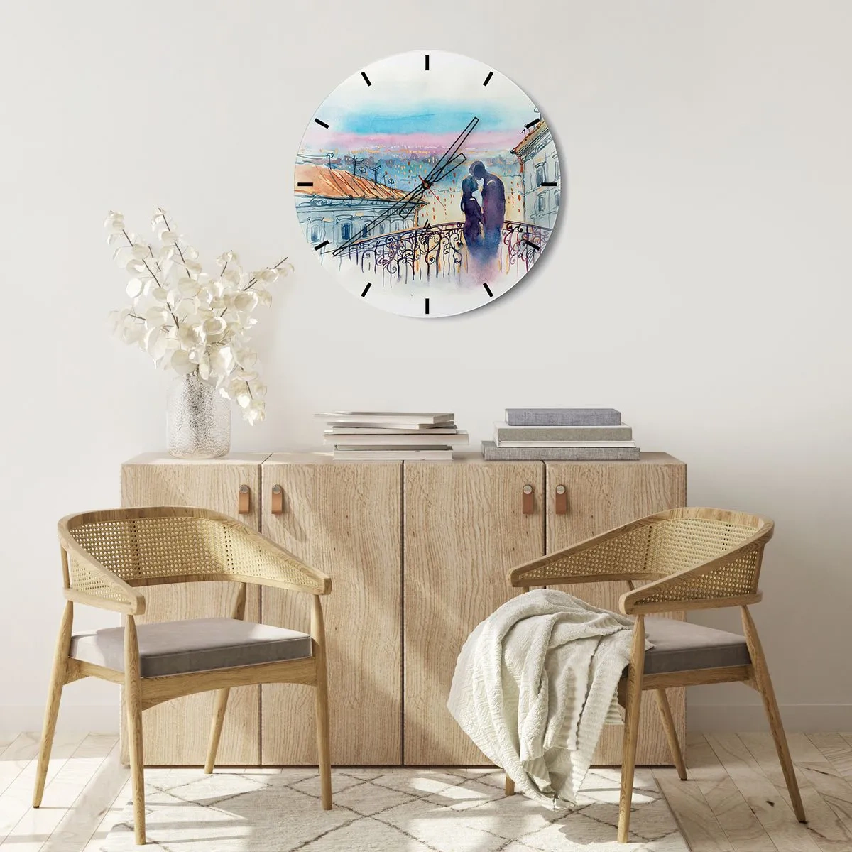 Orologio da parete - Orologio in Vetro - Amanti parigini - 40x40 cm