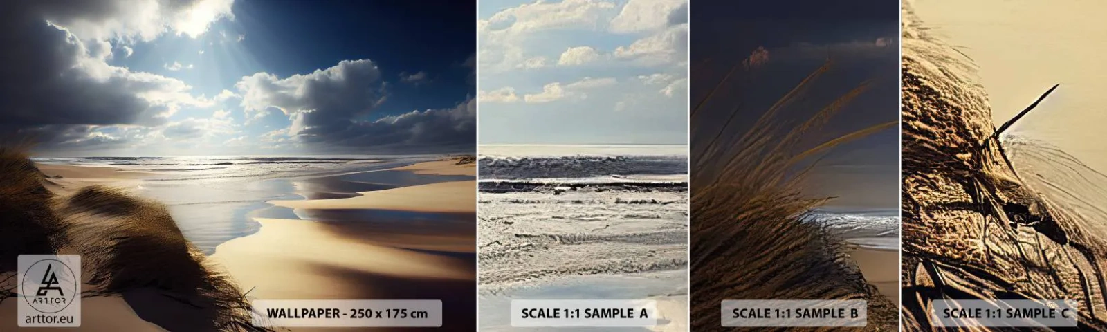 Campione di Fotomurale Adesivo Deluxe Sticker - Spiaggia incontaminata - Spiaggia, Mare, Dune - 100x30 cm