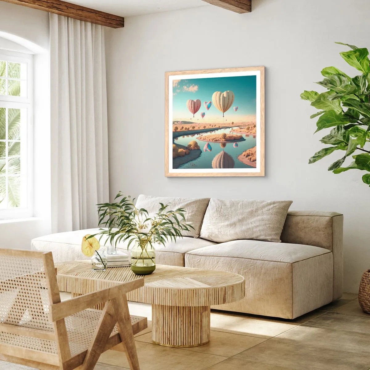 Poster in cornice rovere chiaro - L'amore permette di volare - 40x40 cm