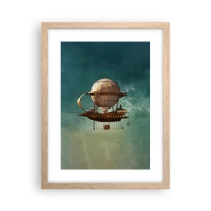 Poster in cornice rovere chiaro - Saluti da Jules Verne - 30x40 cm
