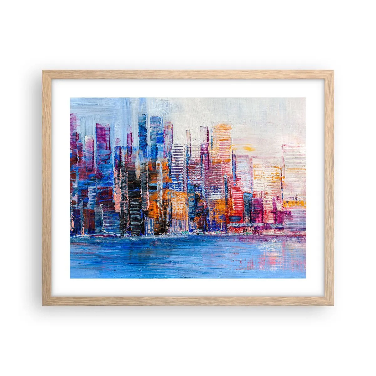Poster in cornice rovere chiaro - Metropoli gioiosa - 50x40 cm