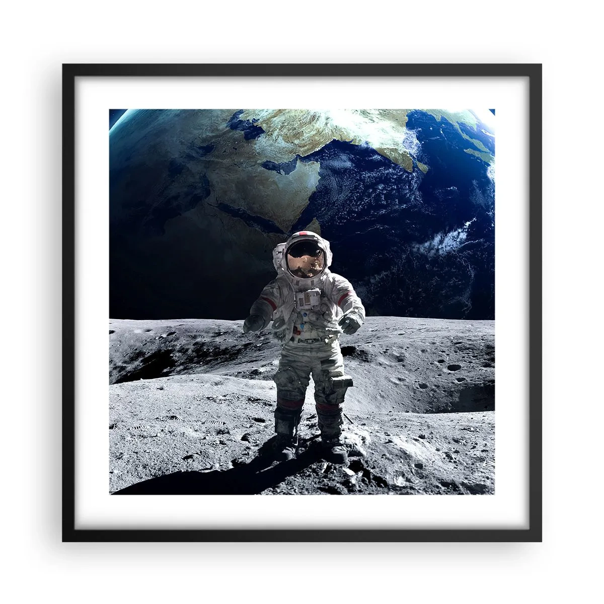 Poster in cornice nera - Saluti dalla luna - 50x50 cm