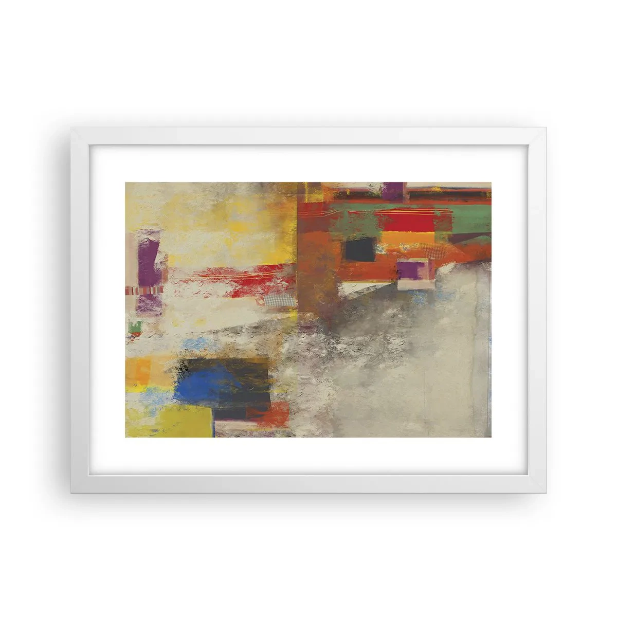 Poster in cornice bianca - Geometria dei colori - 40x30 cm