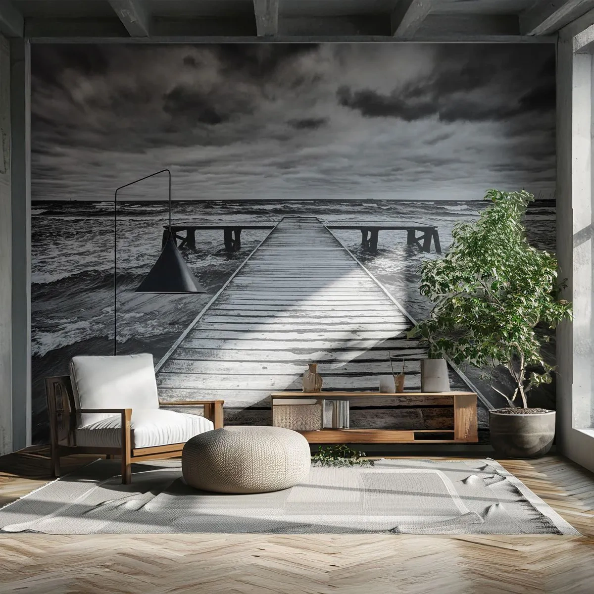 Fotomurali Premium Canvas - Aspetto che il vento le scacci via... - Paesaggio, Ponte di Legno, Mare - 300x210 cm