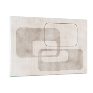 Quadro su vetro - Rettangoli beige minimalisti su sfondo chiaro - 120x80cm - Giunti geometrici - Decorazione murale moderna per soggiorno e camera da letto ARTTOR