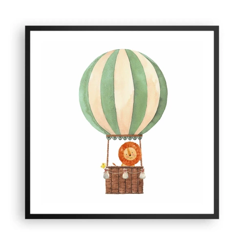 Poster in cornice nera - I viaggi del leone - 60x60 cm