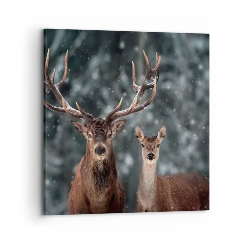 Quadro su tela - Stampe su Tela - Il re della foresta con la consorte - 70x70 cm