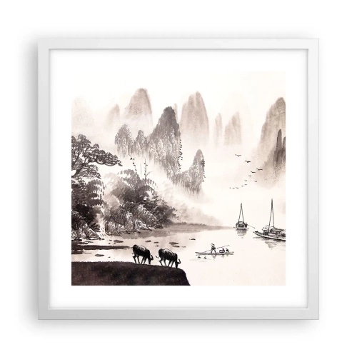 Poster in cornice bianca - L'esotica quotidianità dell'Oriente - 40x40 cm