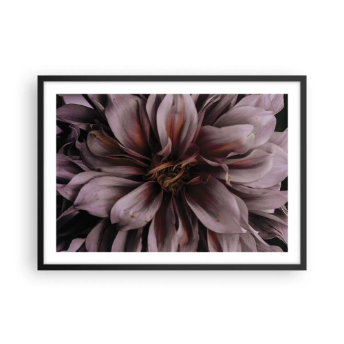 Poster in cornice nera - Dettaglio ravvicinato di un grande fiore in colori tenui - 70x50cm - Cuore d'aprile - Decorazione murale moderna per soggiorno e camera da letto ARTTOR