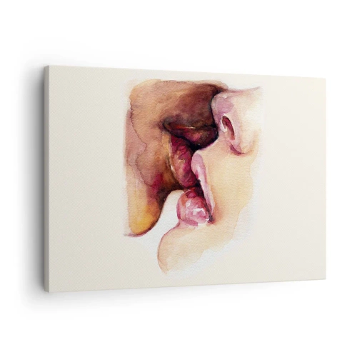 Quadro su tela - Stampe su Tela - Un dipinto ad acquerello raffigurante un primo piano di un volto - 70x50cm - Come notte e giorno, terra e cielo - Decorazione murale moderna per soggiorno e camera da letto ARTTOR